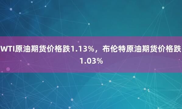 WTI原油期货价格跌1.13%，布伦特原油期货价格跌1.03%