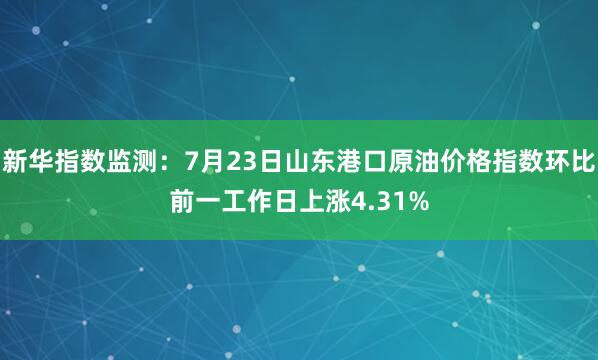 新华指数监测：7月23日山东港口原油价格指数环比前一工作日上涨4.31%