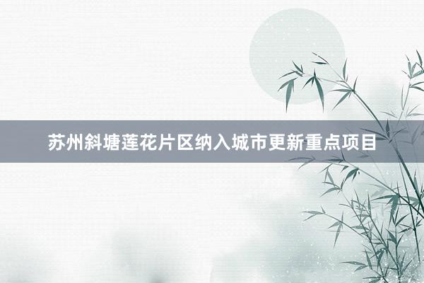 苏州斜塘莲花片区纳入城市更新重点项目