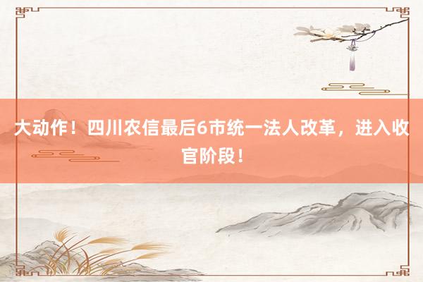 大动作！四川农信最后6市统一法人改革，进入收官阶段！