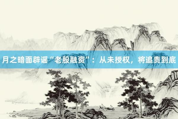 月之暗面辟谣“老股融资”：从未授权，将追责到底