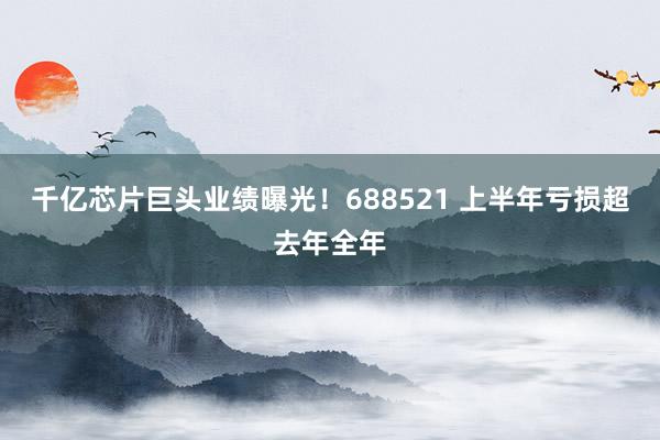 千亿芯片巨头业绩曝光！688521 上半年亏损超去年全年