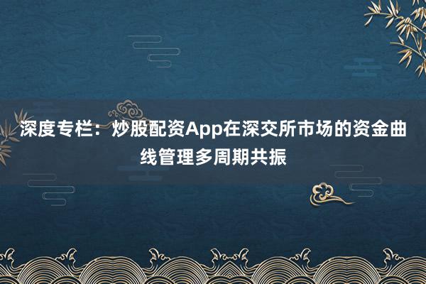 深度专栏：炒股配资App在深交所市场的资金曲线管理多周期共振