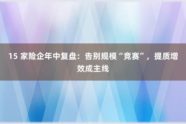15 家险企年中复盘：告别规模“竞赛”，提质增效成主线