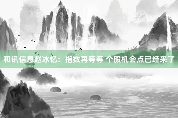 和讯信息赵冰忆：指数再等等 个股机会点已经来了