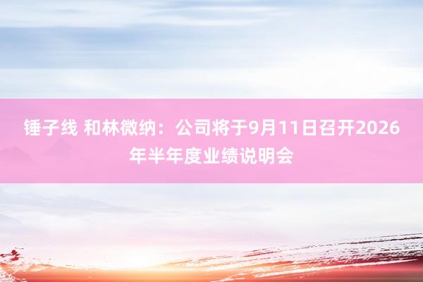 锤子线 和林微纳：公司将于9月11日召开2026年半年度业绩说明会