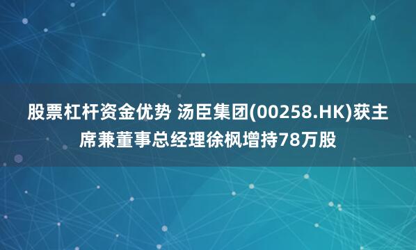 股票杠杆资金优势 汤臣集团(00258.HK)获主席兼董事总经理徐枫增持78万股