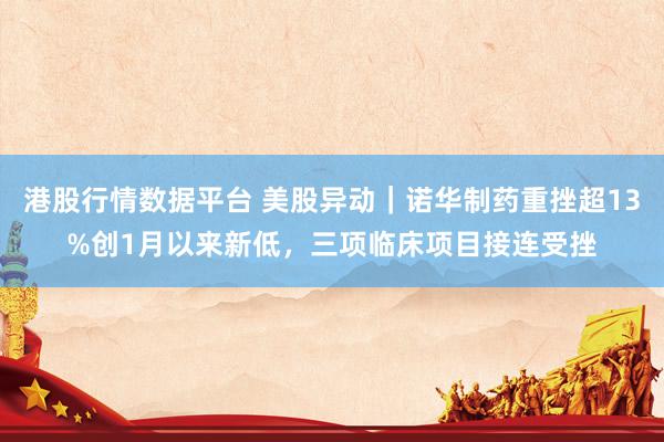 港股行情数据平台 美股异动｜诺华制药重挫超13%创1月以来新低，三项临床项目接连受挫