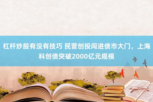 杠杆炒股有没有技巧 民营创投闯进债市大门，上海科创债突破2000亿元规模