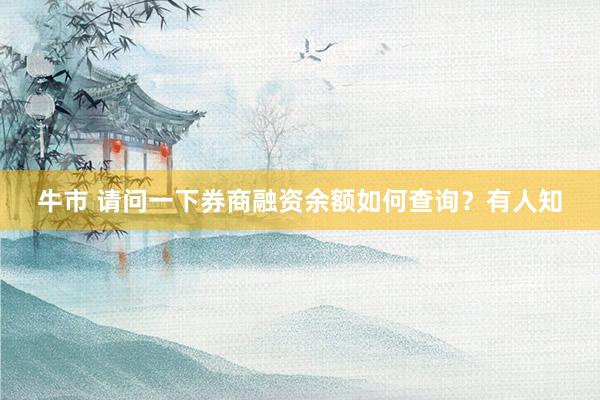 牛市 请问一下券商融资余额如何查询？有人知