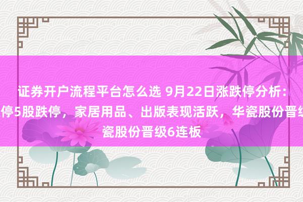 证券开户流程平台怎么选 9月22日涨跌停分析：64股涨停5股跌停，家居用品、出版表现活跃，华瓷股份晋级6连板
