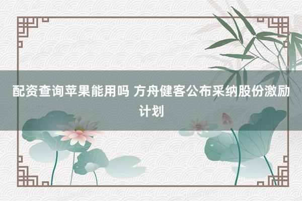 配资查询苹果能用吗 方舟健客公布采纳股份激励计划