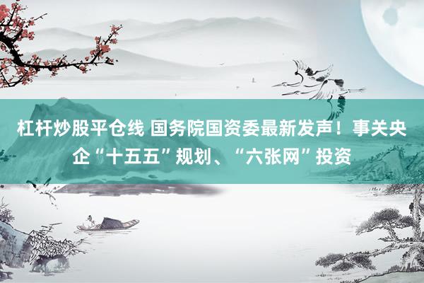 杠杆炒股平仓线 国务院国资委最新发声！事关央企“十五五”规划、“六张网”投资