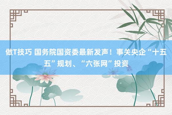 做T技巧 国务院国资委最新发声！事关央企“十五五”规划、“六张网”投资