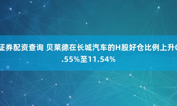 证券配资查询 贝莱德在长城汽车的H股好仓比例上升0.55%至11.54%