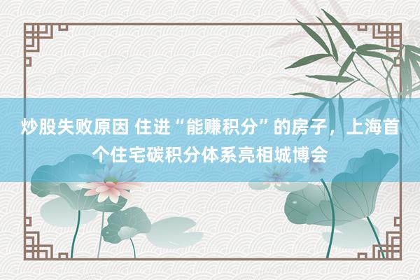炒股失败原因 住进“能赚积分”的房子,上海首个住宅碳积分体系亮相城博会